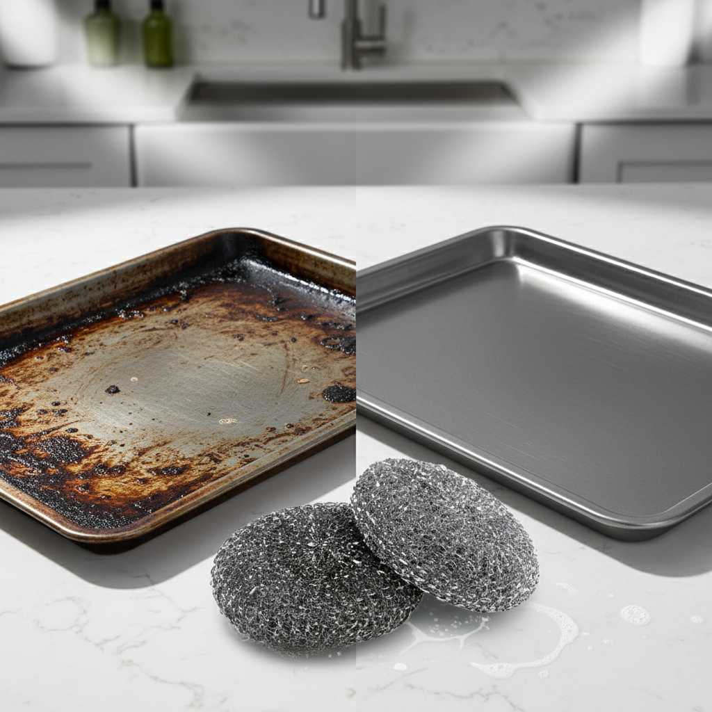 Confronto teglia sporca e pulita