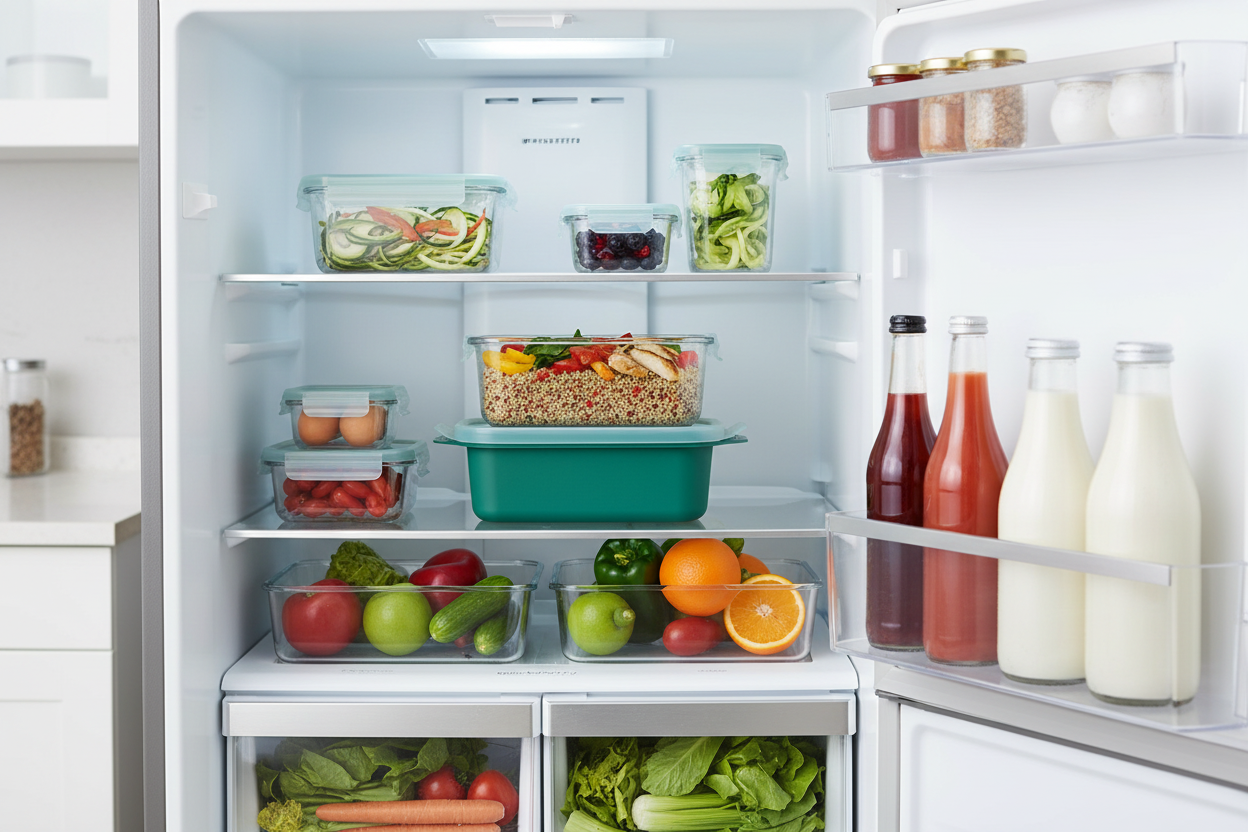 Contenitore verde in frigo