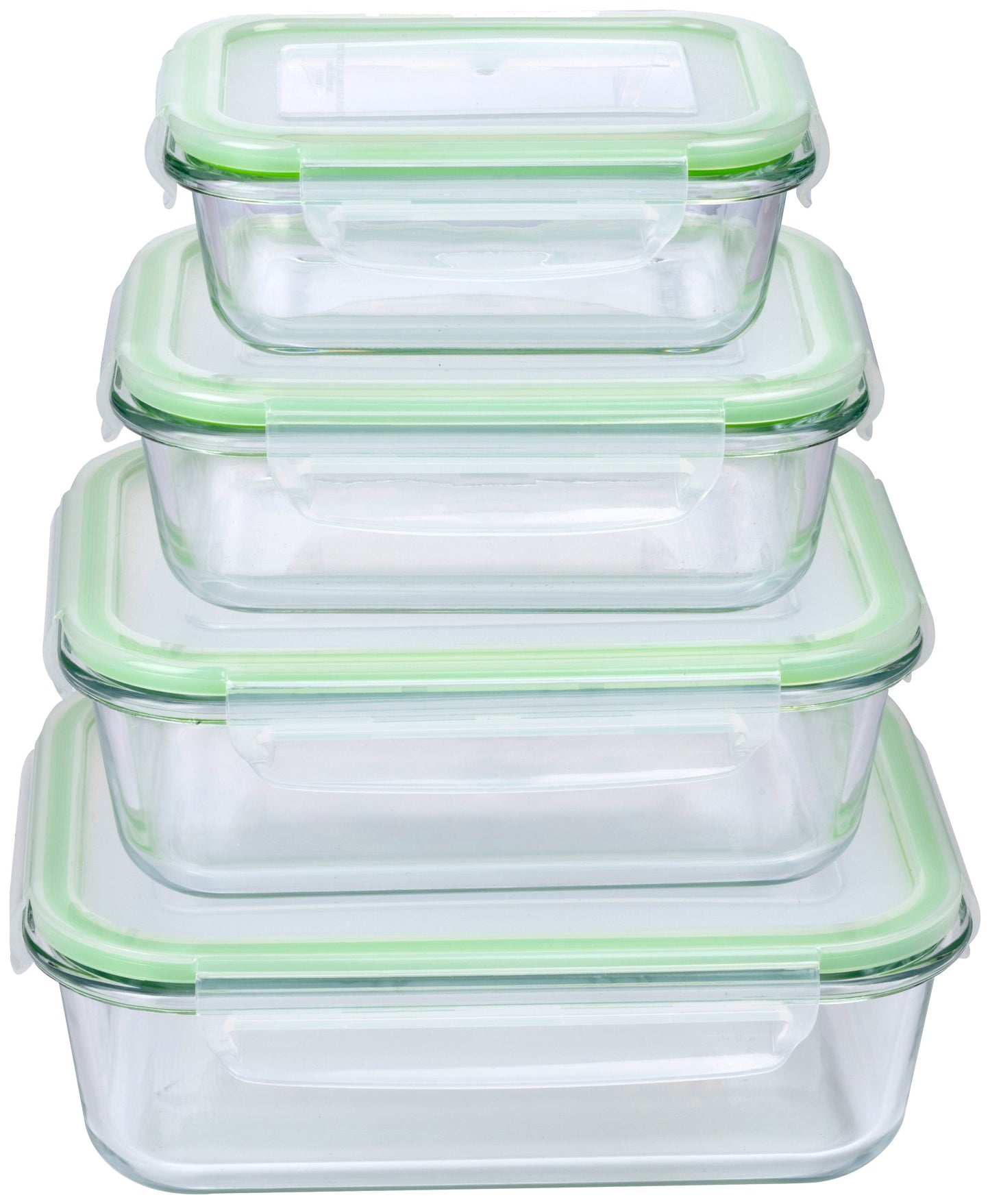 Set 4 Contenitori Salvafreschezza in Vetro Borosilicato con Coperchio - 370ml, 640ml, 1050ml, 1520ml