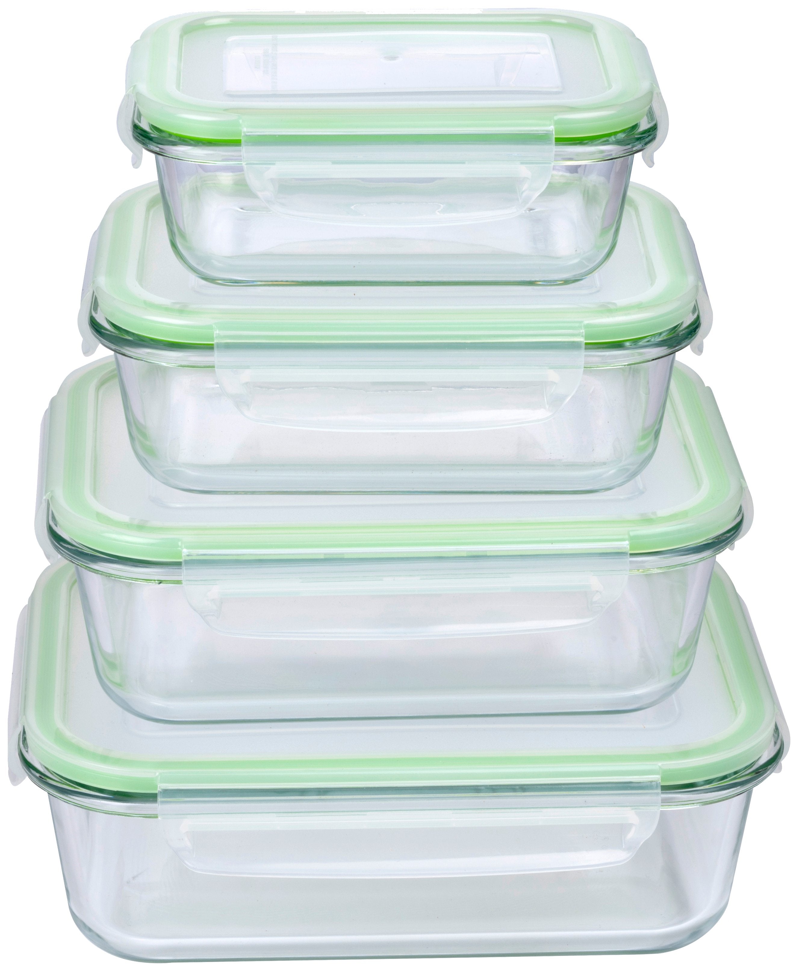 Set 4 Contenitori Vetro Borosilicato 370-1520ml Ermetico