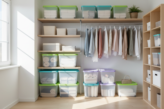 Contenitori organizzati in armadio