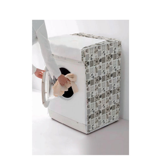 Fercasashop® - PVC washing machine cover with zippers, plush bottom, random colors and patterns