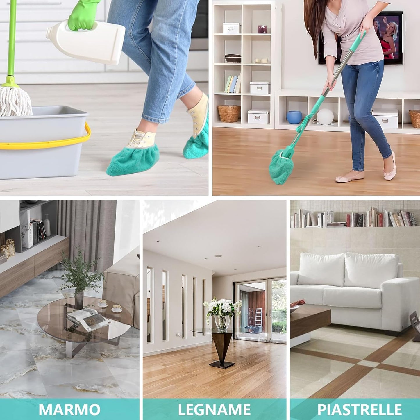 Cover di Ricambio per Scopa in Microfibra -Copriscarpe/pattine  - 4 Pezzi