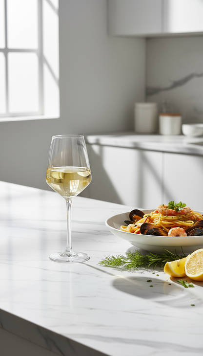 Cucina moderna con piatto gourmet