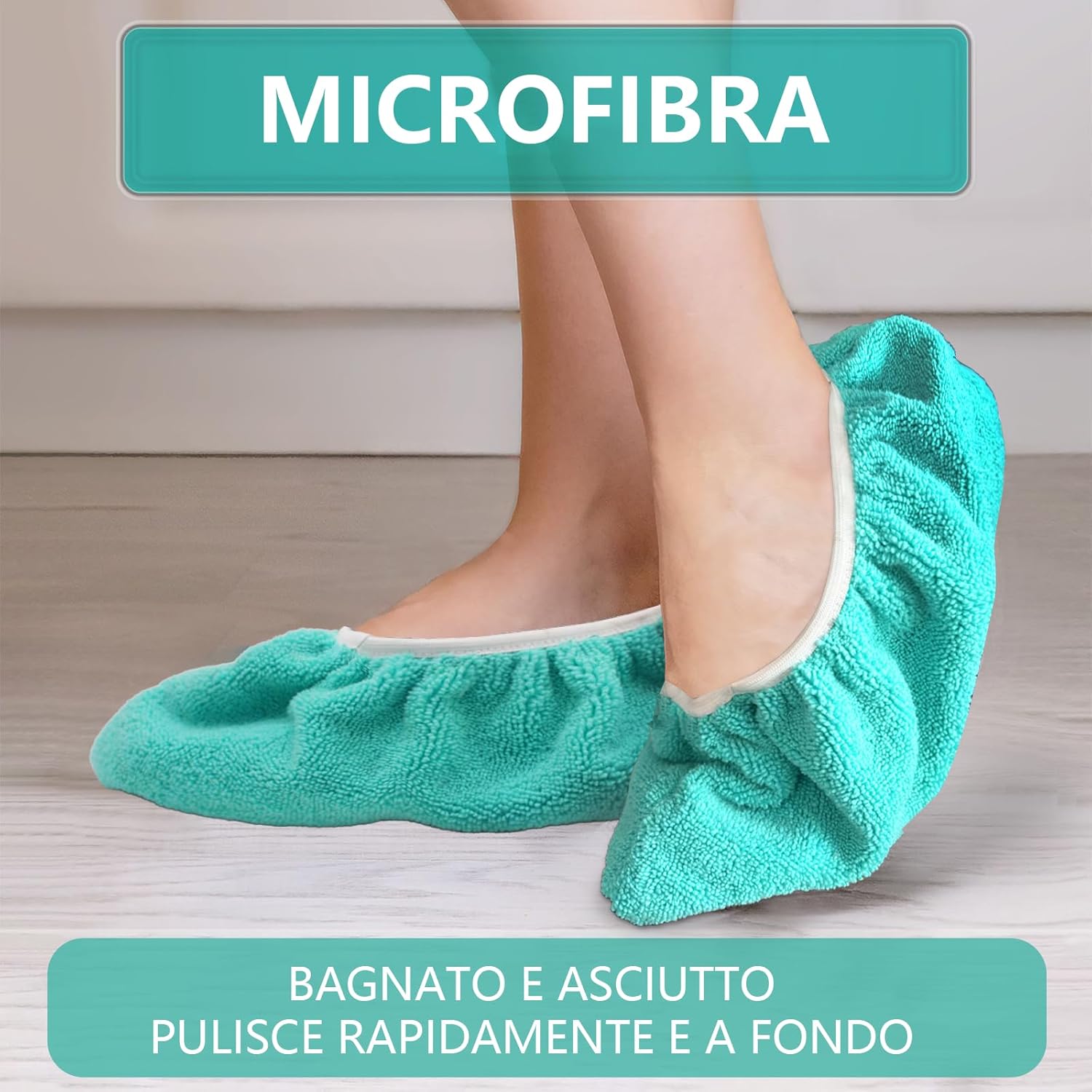 Cover Scopa Microfibra 4 Pezzi Copriscarpe Lavabili