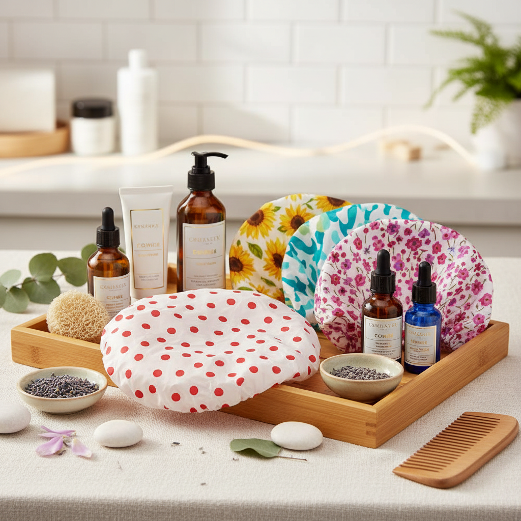 Cuffie con prodotti trattamento capelli