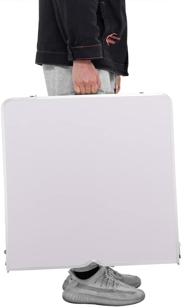 FERCASASHOP® Camping Picnic Table with Aluminum Frame, Folding System with Handle for Easy Transport, Ideal for Garden and Outdoor Lunches, 60x150x70cm (White)