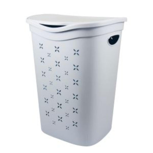 Portabiancheria Grigio 55L - Cesto Bucato Plastica Resistente con Manici