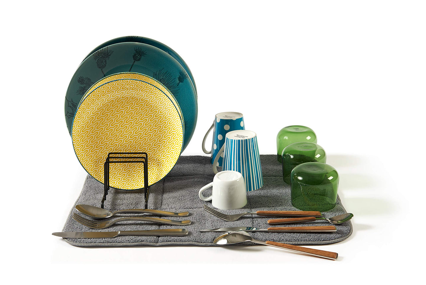 Égouttoir à vaisselle en microfibre avec grille à 9 compartiments