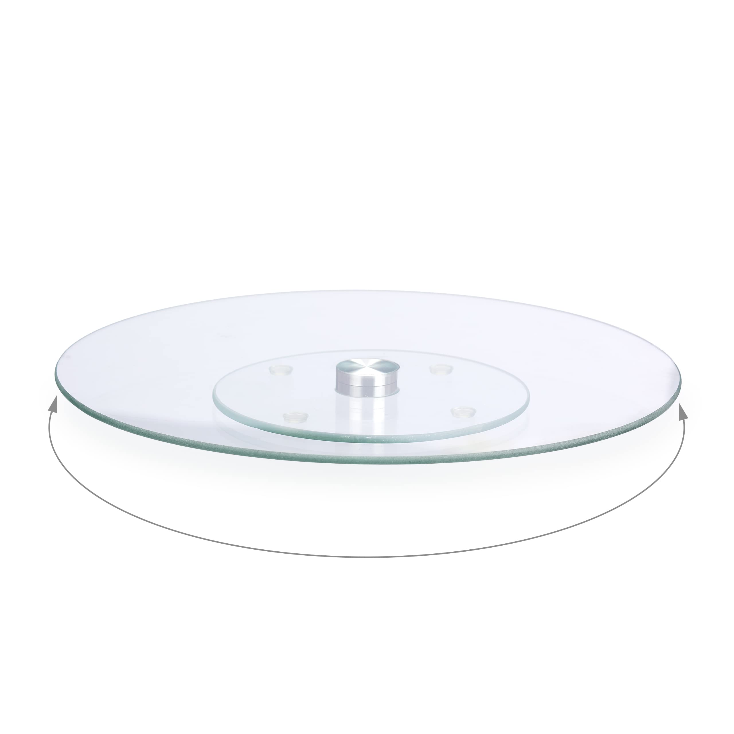 Relaxdays Cake Plate, 360° Rotatable, Diameter 30 cm, for Serving and Decorating Cakes, Round Turntable, Glass, Transparent