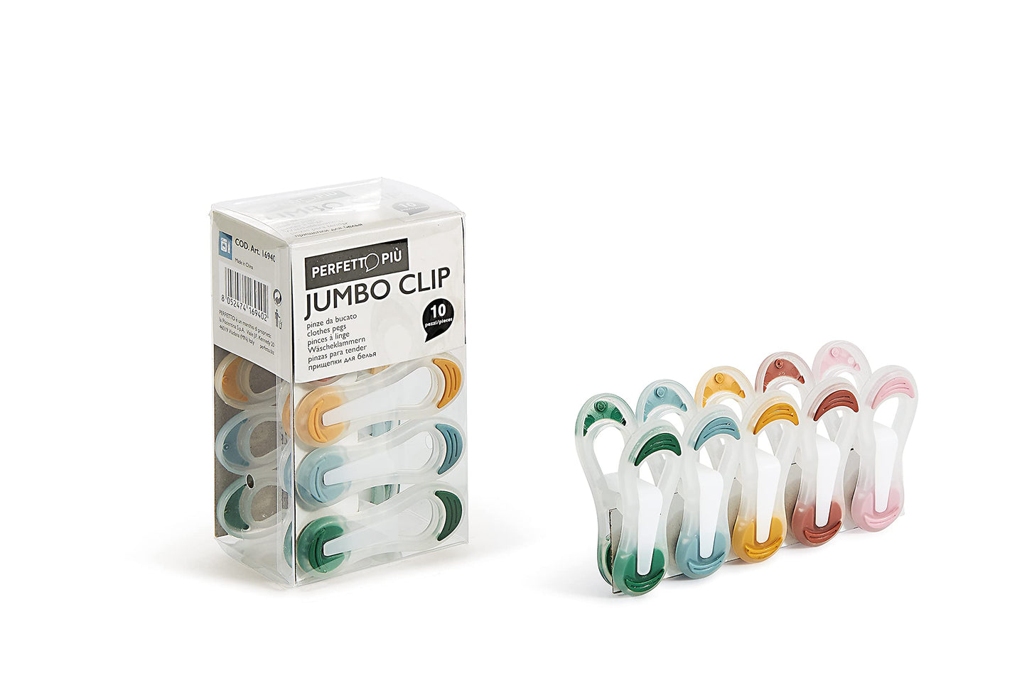 Jumbo Clip Pinza, Plastica, Multicolore, 2.5x3.5x7 cm