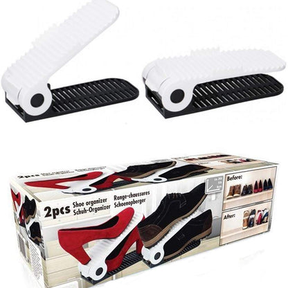 Organizer Salvaspazio per Scarpe Regolabile - Set 2 Pezzi Bianco e Nero
