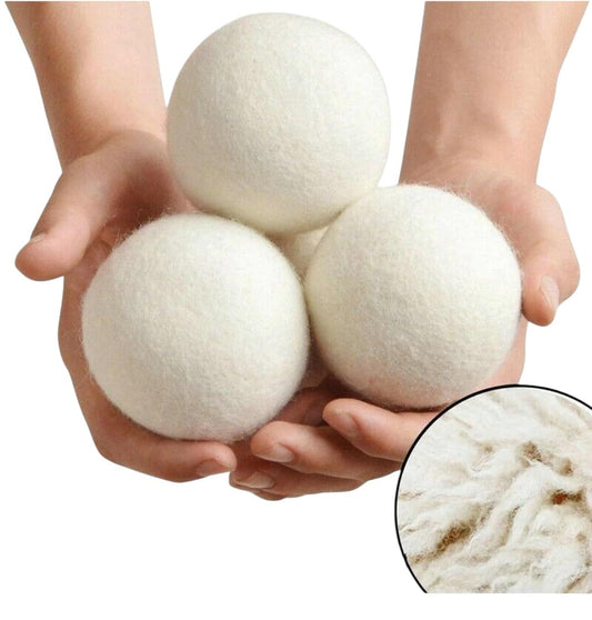 Fercasashop Set of 3 Natural Wool Dryer Balls, 100% New Zealand, Durable, Absorbs Moisture, Reduces Creases - Ideal for Soft Laundry and Energy Efficiency + Air Freshener