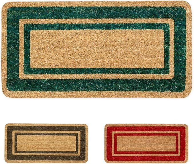 Zerbino Cocco Naturale Bordo Decorativo - Antiscivolo Interno/Esterno - 4 Dimensioni 3 Colori