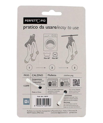 Molletta Accoppia Calzini, 3 Pezzi, Polipropilene (PP), Legno, Blu