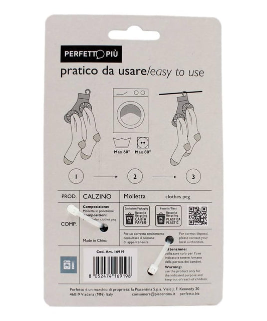 Sock Clip, 3 Pieces, Polypropylene (PP), Wood, Blue