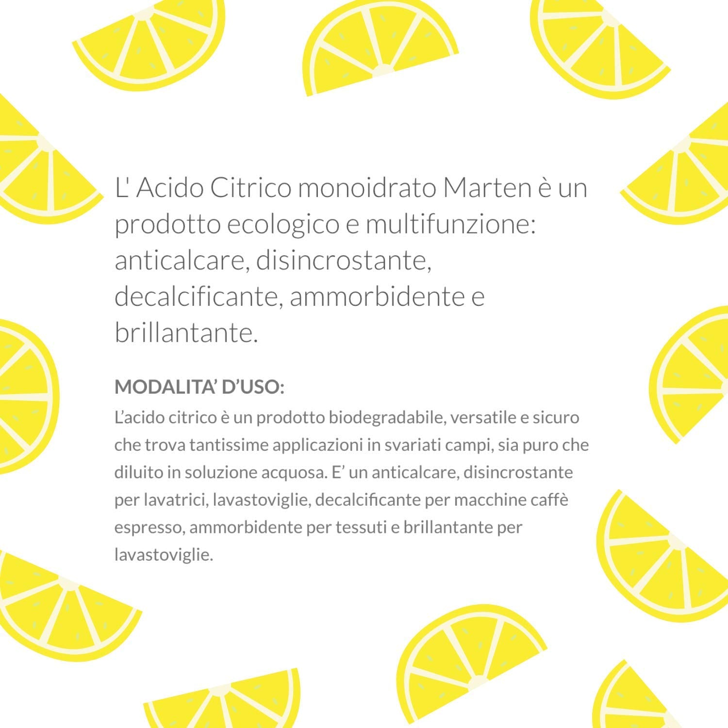 Acido Citrico 1kg Ecologico - Anticalcare Multiuso