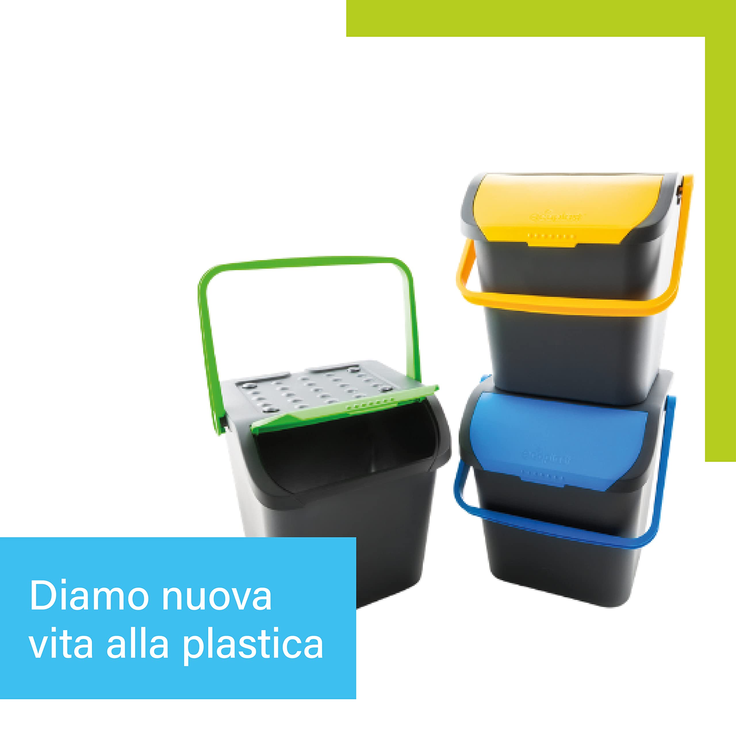 Pattumiera Ecoplast 35L Marrone Raccolta Differenziata Apertura a Libro
