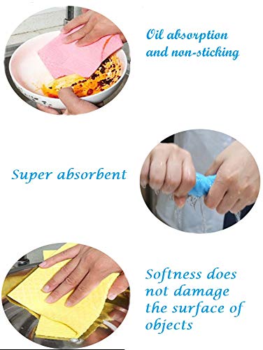 chiffons éponges de nettoyage réutilisables en cellulose