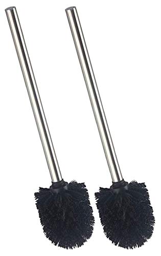 Scopino WC Manico Acciaio Inox Filato Nero 25cm - Design Moderno Elegante