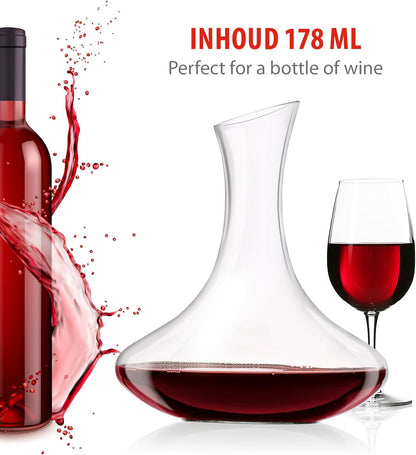 Decanter Vino Rosso 1,78L Cristallo Ø20x23,7cm - Caraffa Ossigenazione Professionale