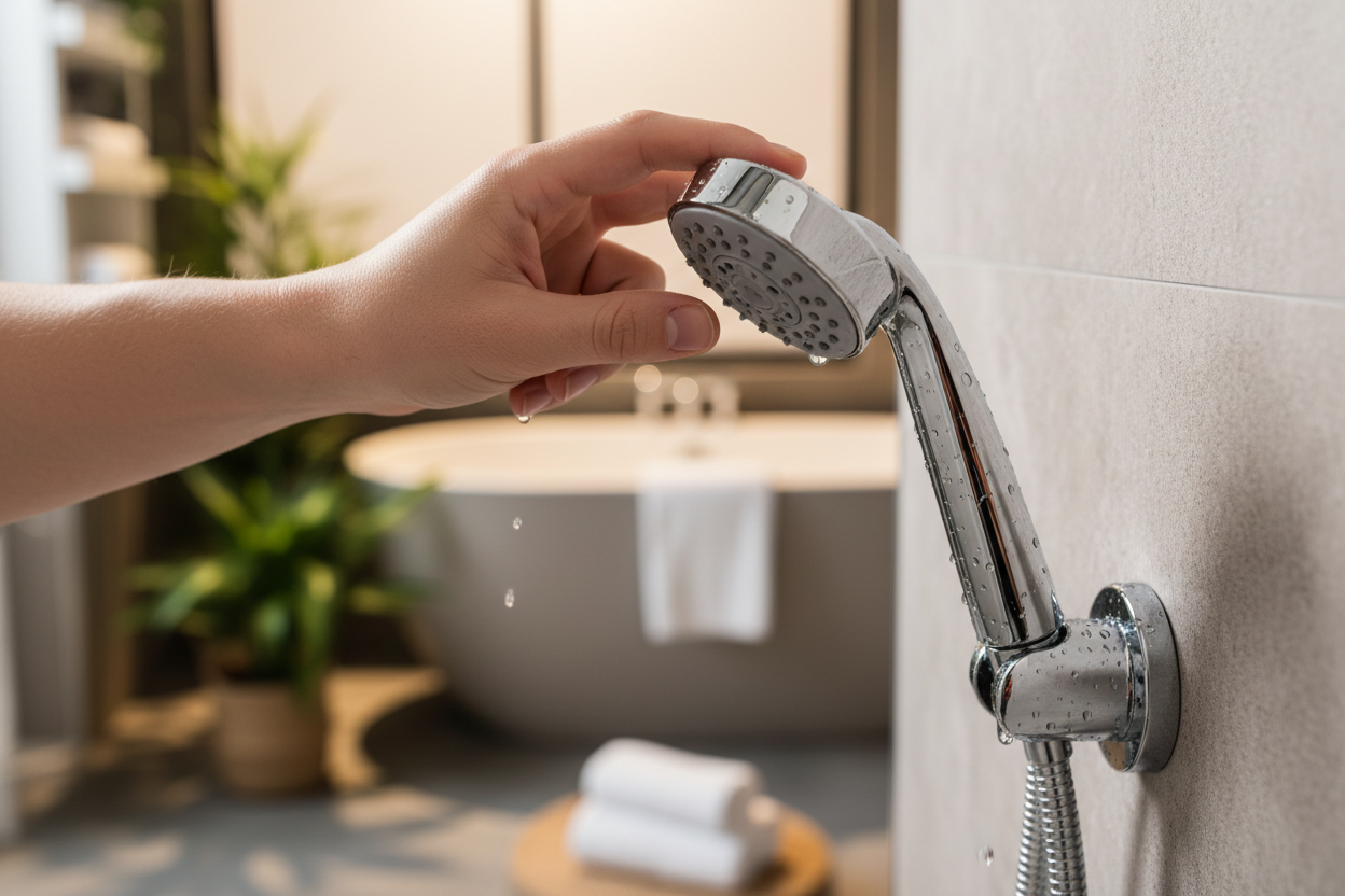 Dettaglio mano che regola la doccetta