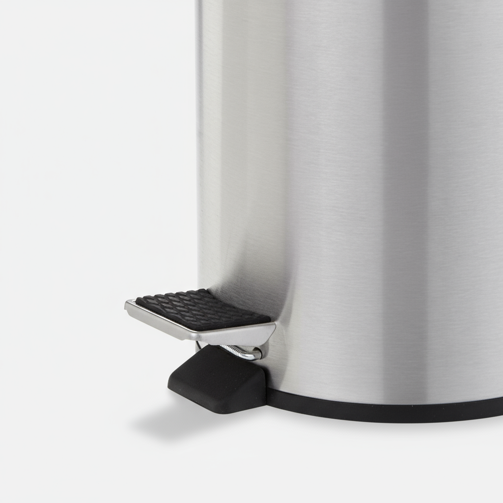 Dettaglio pedale pattumiera acciaio