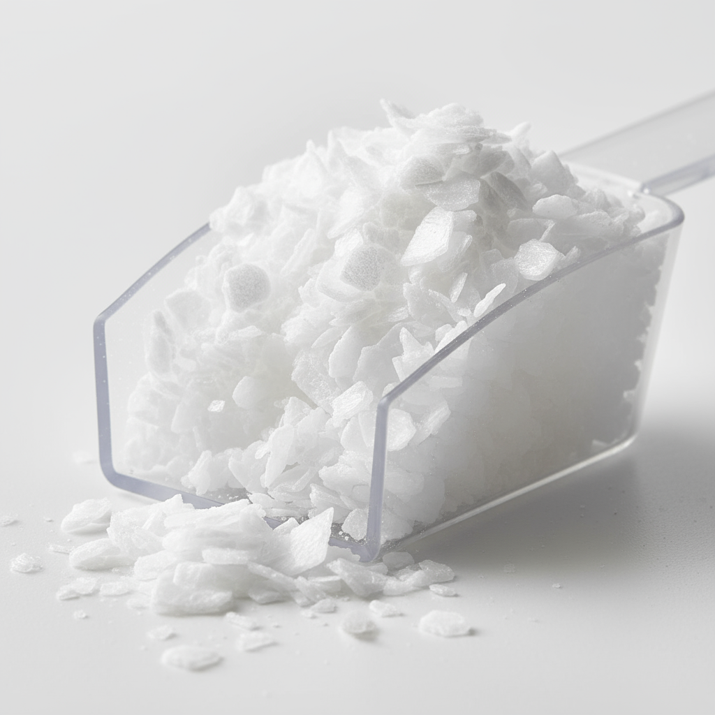 Dettaglio scaglie Soda Caustica pura