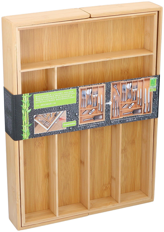 Portaposate estensibile - 46 x 34-56,5 x 6 cm - 6 fino a 8 scomparti - Materiale bambù ecologico