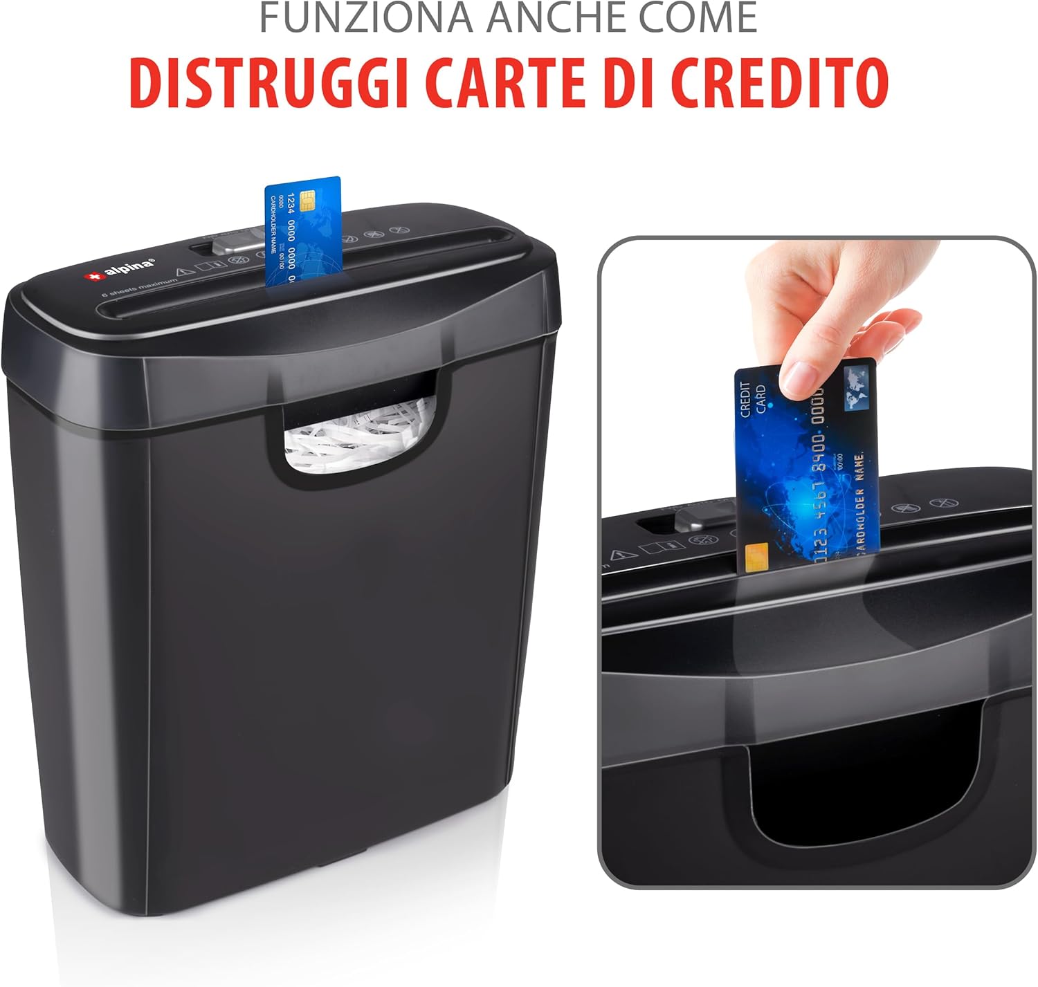 Distruggi Documenti 190W Trituratore Carte Alpina
