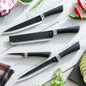 InnovaGoods - Black Shark Swiss Q Namiutsu 4-Piece Knife Set, Stainless Steel Blades, Non-Stick Ceramic Coating, Ergonomic Handles, Black, Plastic