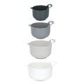 Set di 4 ciotole antiscivolo, in plastica, colore: bianco