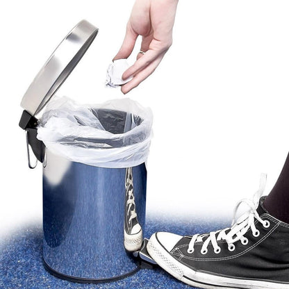 Set Pattumiera a Pedale 3 Litri con Portascopino da Bagno WC in Acciaio Inox