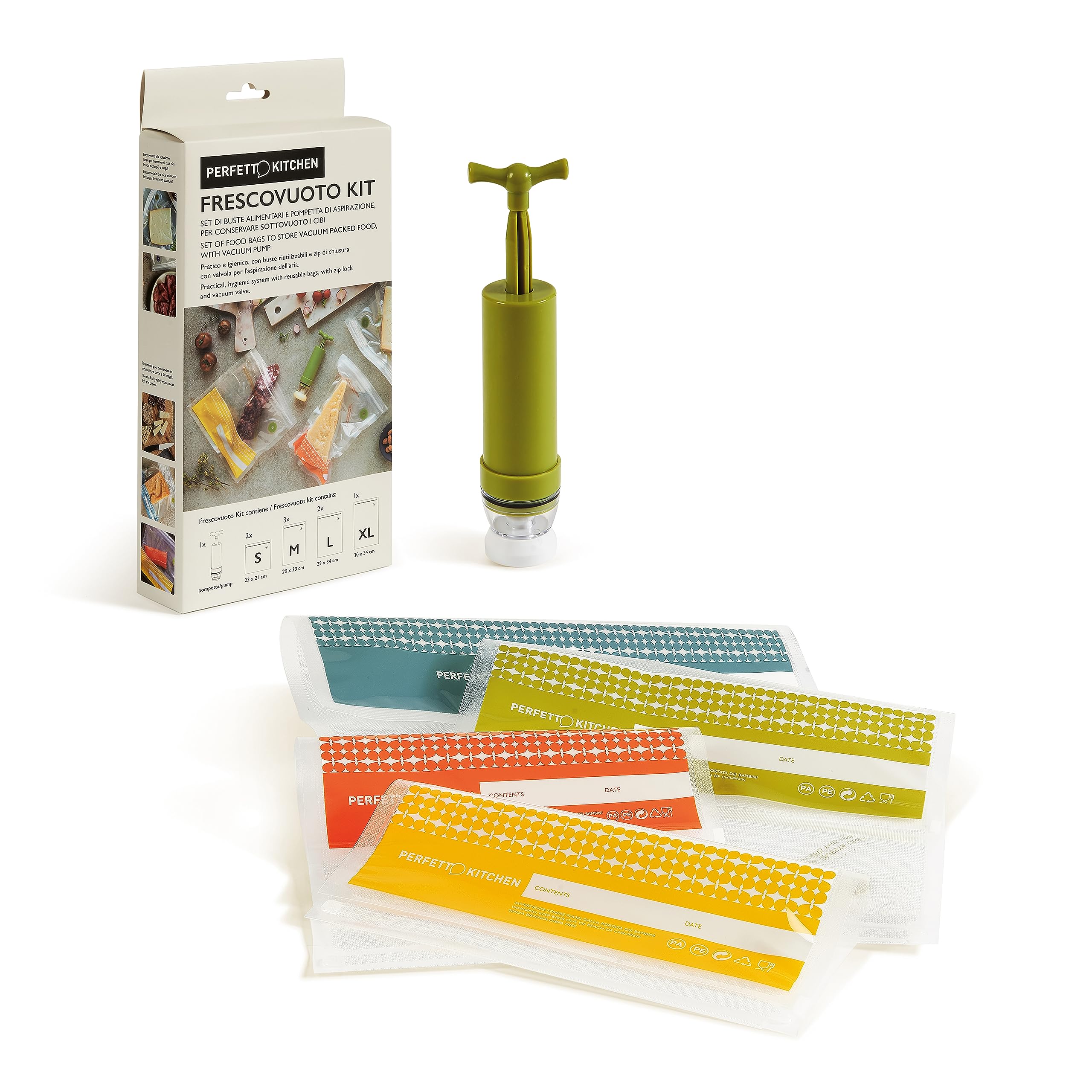 Perfetto Kitchen - 29000 - Kit per sottovuoto - 8 buste + pompetta manuale - coll. Frescovuoto