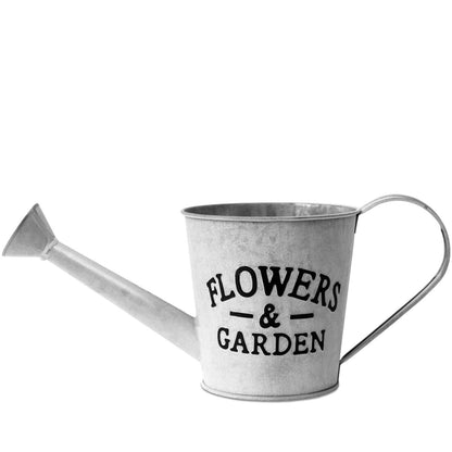 Arrosoir décoratif vintage Fleurs et Jardin 37 x 15 cm - Métal gris