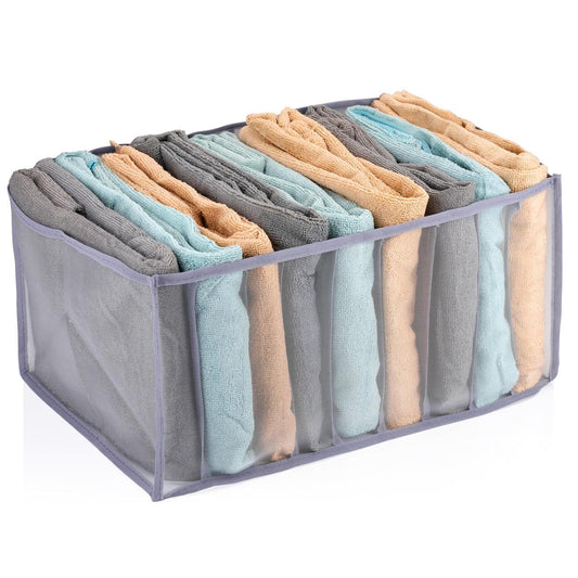 Organizer per armadio, 44 x 29 x 22 cm, con 9 scomparti, pieghevole, colore: grigio