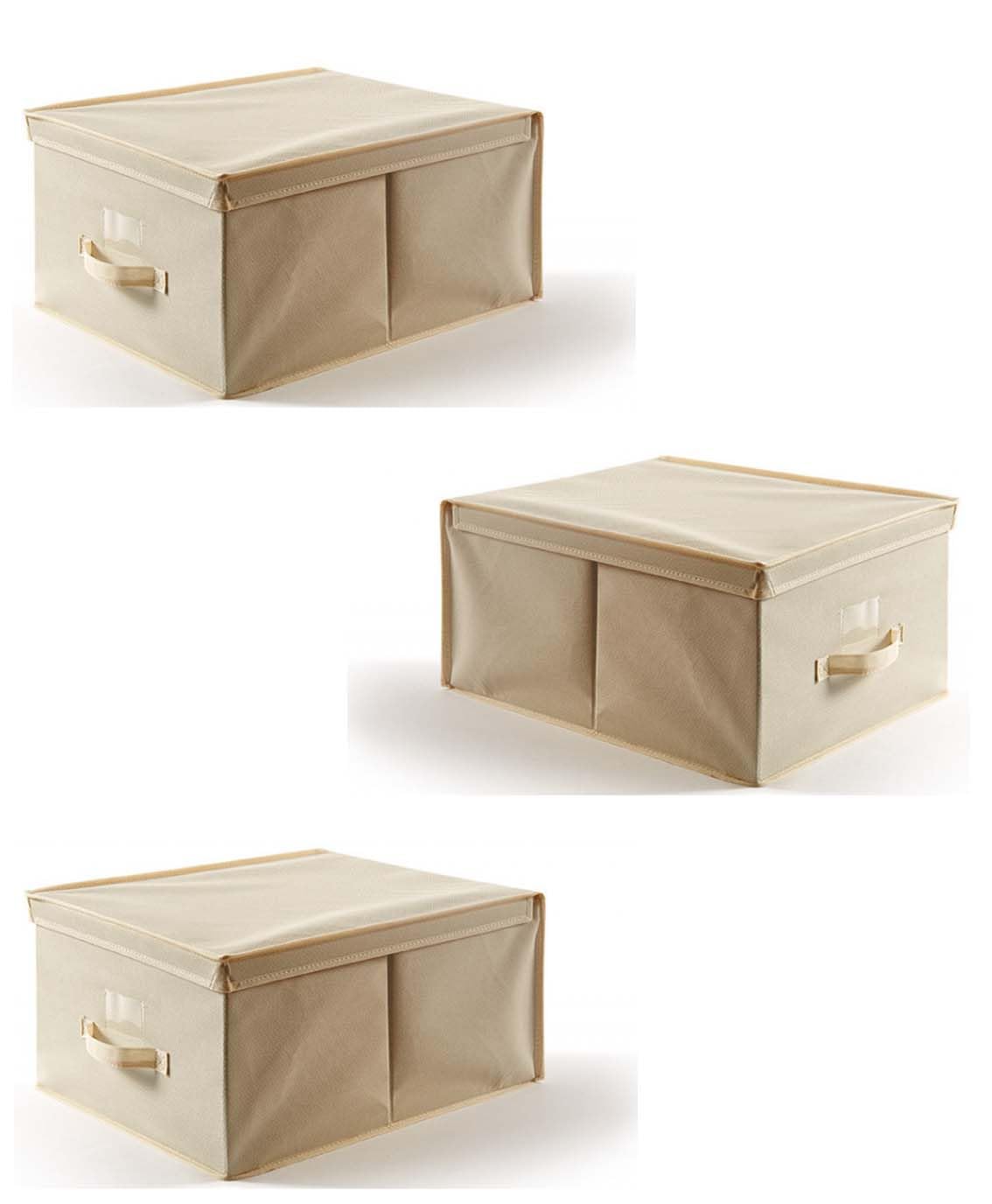 Set 3 Scatole Portaoggetti Pieghevoli con Coperchio
