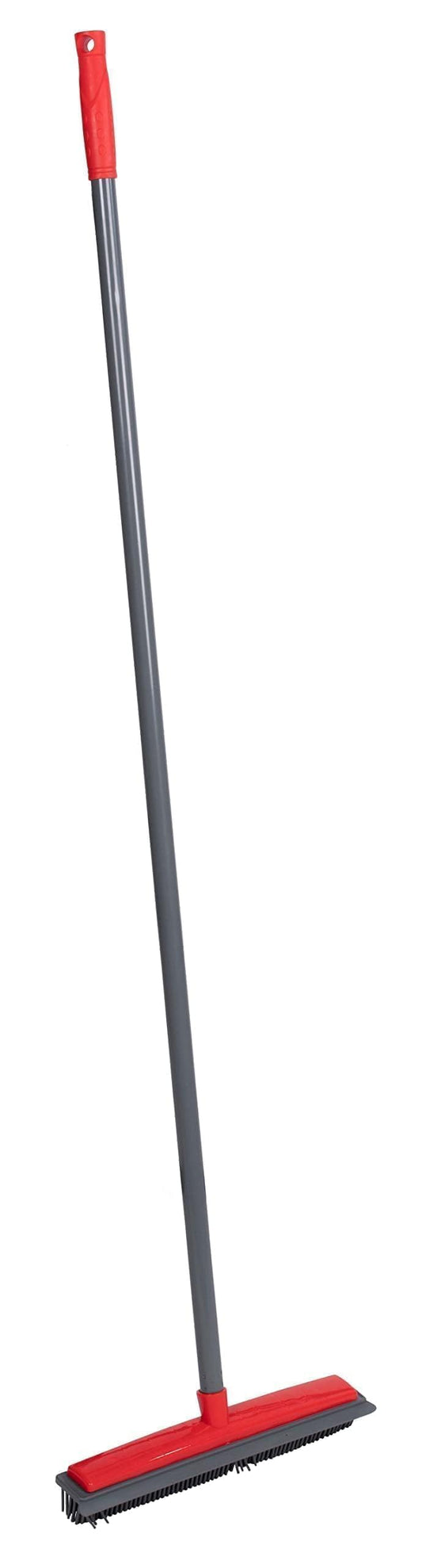 Spazzola in gomma – Scopa peli di animali – Gomma – Tergicristallo con manico – 120 cm – Grigio/Rosso