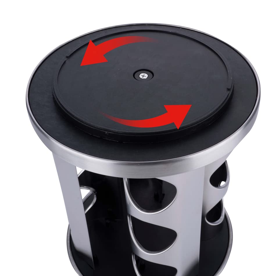 Alpina. Portaspezie girevole con bicchieri, Ø 19 x 23 cm, girevole a 360°, 12 bicchieri, acciaio inox