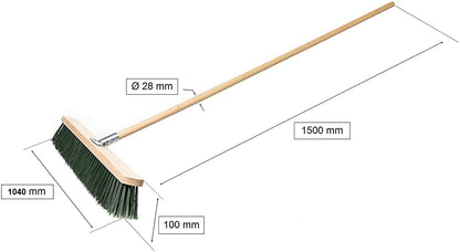 Scopa Spazzolone Industriale PVC 60cm con Manico Legno 150cm Ø28mm - Per Esterni Grandi Superfici
