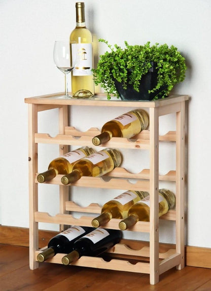 Cantinetta Vini Bambù Lifetime 16 Bottiglie 46x23x55cm - Portabottiglie Legno Naturale