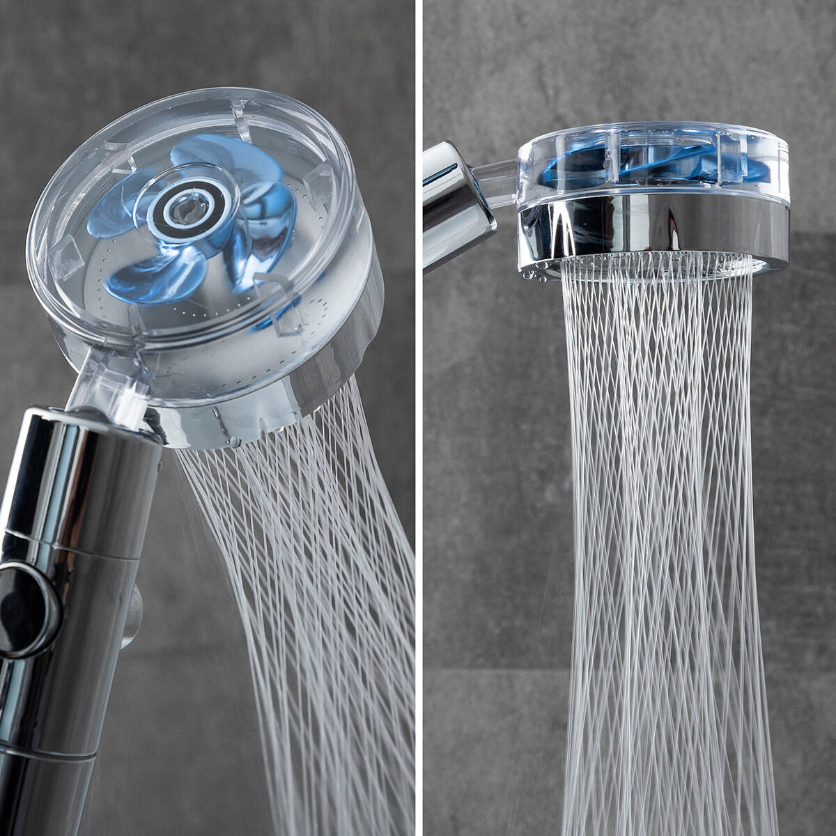 InnovaGoods® Heliwer Shower Head, Ecoshower filtering technology with pressure propeller and purifying filter, saves water and energy, compact and elegant design, ideal for the bathroom.
