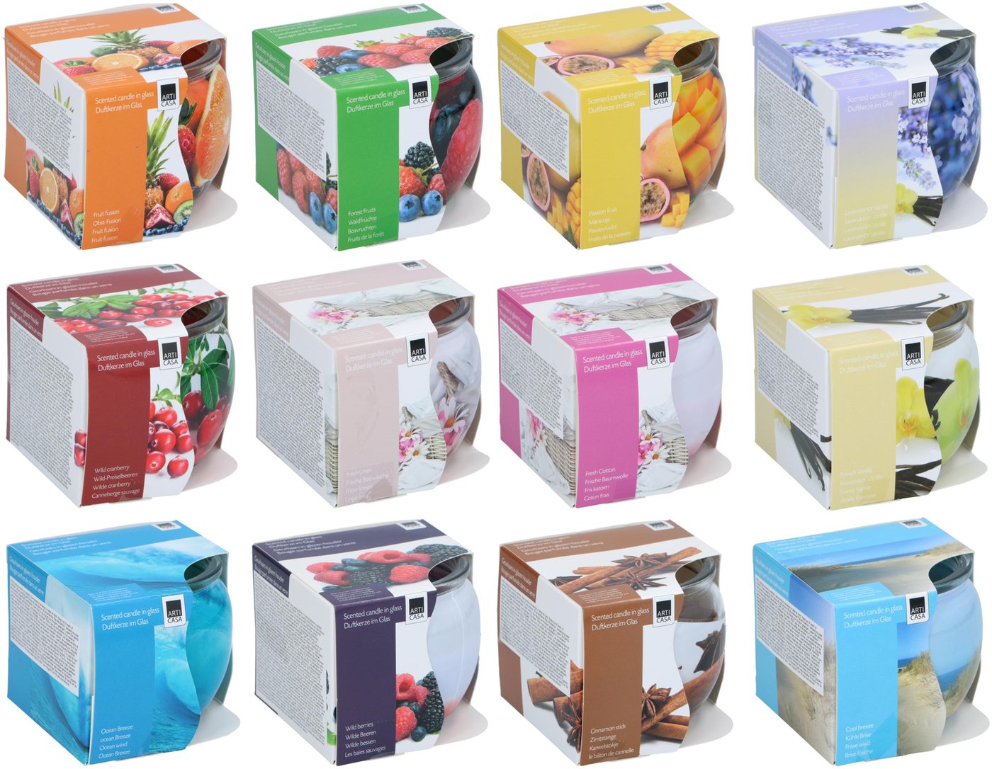 Set 6 Candele Profumate in Barattolo di Vetro – Fragranze Assortite