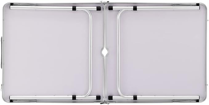 FERCASASHOP® Camping Picnic Table with Aluminum Frame, Folding System with Handle for Easy Transport, Ideal for Garden and Outdoor Lunches, 60x150x70cm (White)