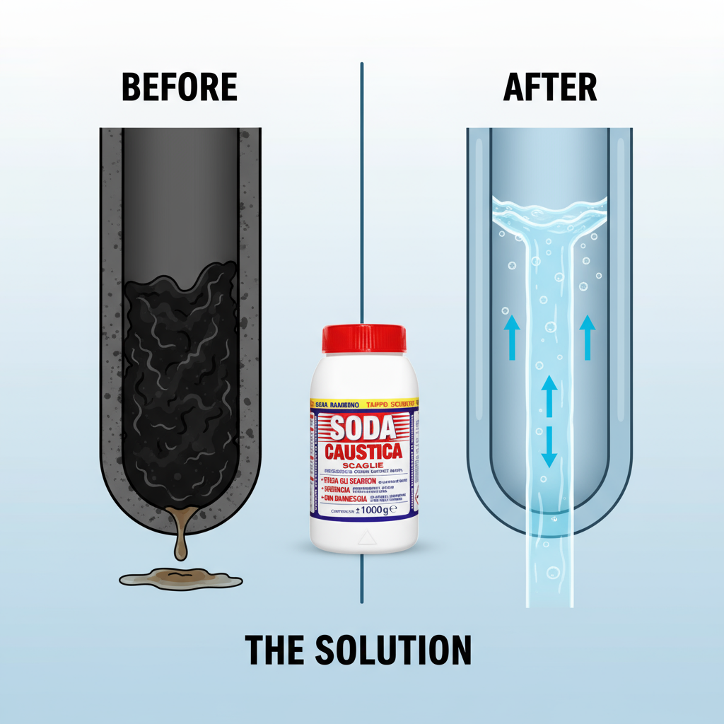 Efficacia Soda Caustica prima e dopo