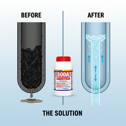 Efficacia Soda Caustica prima e dopo