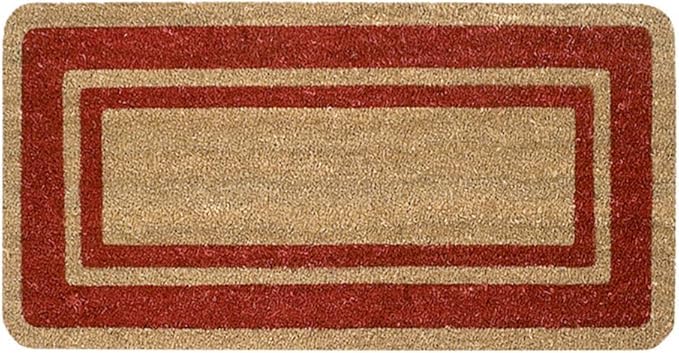 Zerbino Cocco Naturale Bordo Decorativo - Antiscivolo Interno/Esterno - 4 Dimensioni 3 Colori