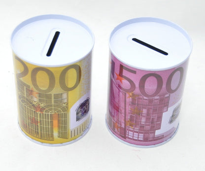 Set di 5 salvadanai in metallo, 10 cm, non apribile