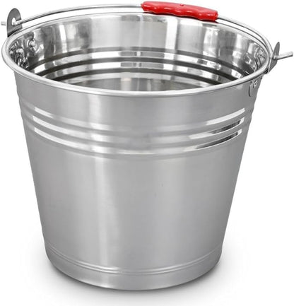 Seau en acier inoxydable, 10 litres, pour la cuisine et le jardin