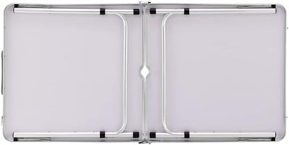 Table de pique-nique de camping avec cadre en aluminium, système pliable avec poignée pour un transport facile, idéale pour le jardin et les repas en plein air, 60 x 150 x 70 cm (blanche)